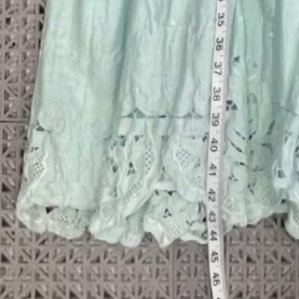 Vintage Y2K Light Mint Green Button Front Eyelet Collar Dress Size 10 Feminine - Picture 11 of 15